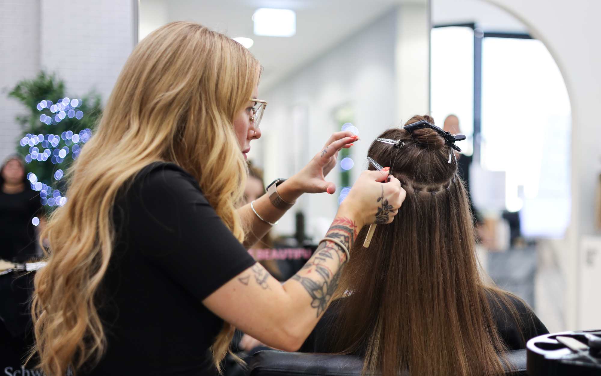 Hair extensions fitted at Tara Rose