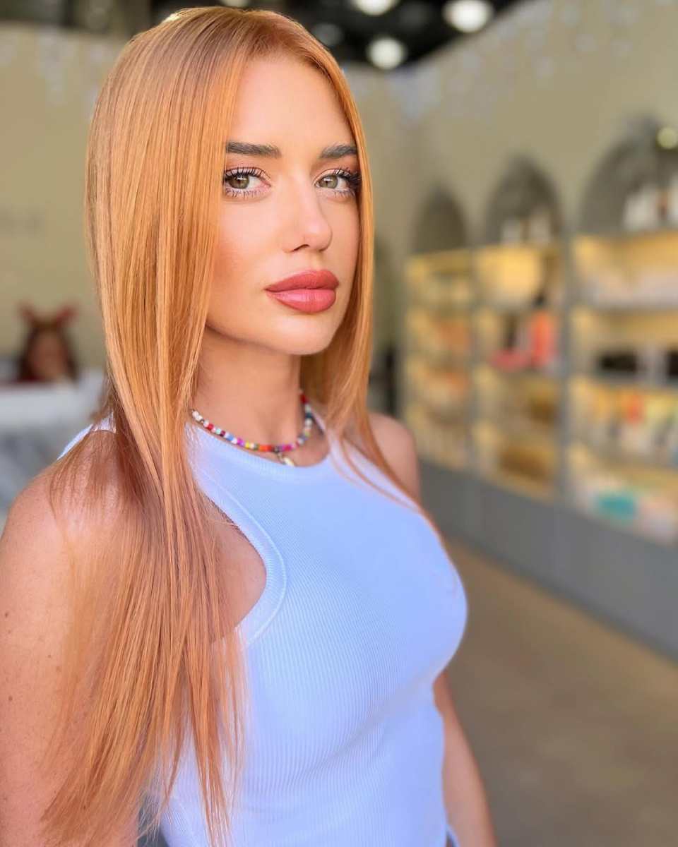 Long copper hair coloured at Tara Rose